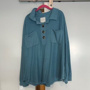 American Eagle Outfitters Blue Button-Up Top